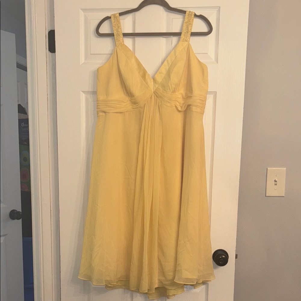David's Bridal Soft Yellow Gown